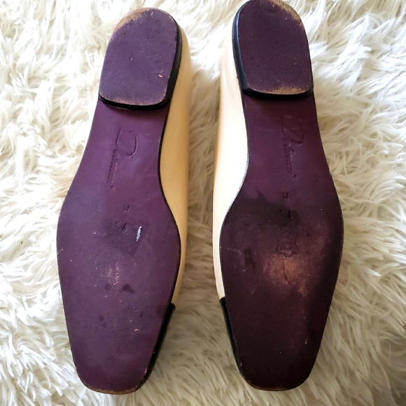 Delman beige/black Leather Cap Toe Ballet Flats Size 9 - Picture 5 of 8